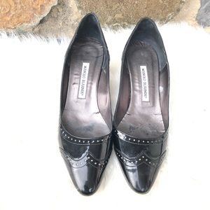 Manolo Blahnik Patent Leather kitten heel pumps